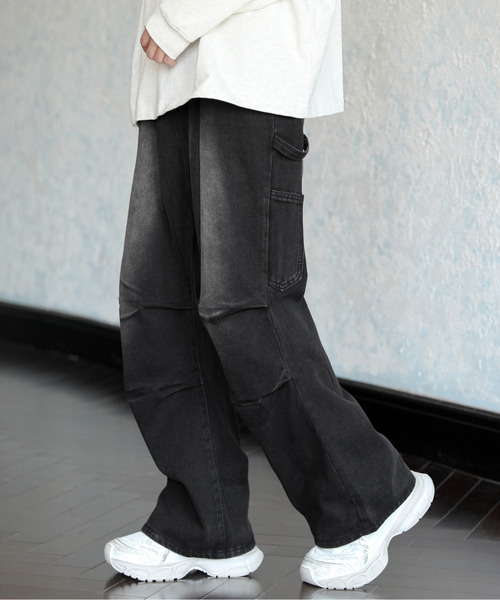 neos(ネオス)の「【neos】ルーズシルエット ヴィンテージウォッシュ ワイド ペインター デニム パンツ(デニムパンツ・メンズ・ブルー/ブラック・MEDIUM/LARGE/X-LARGE)」の4枚目の写真