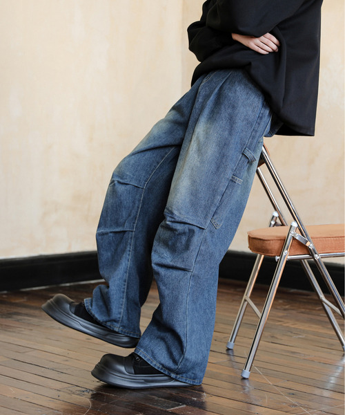 neos(ネオス)の「【neos】ルーズシルエット ヴィンテージウォッシュ ワイド ペインター デニム パンツ(デニムパンツ・メンズ・ブルー/ブラック・MEDIUM/LARGE/X-LARGE)」の10枚目の写真