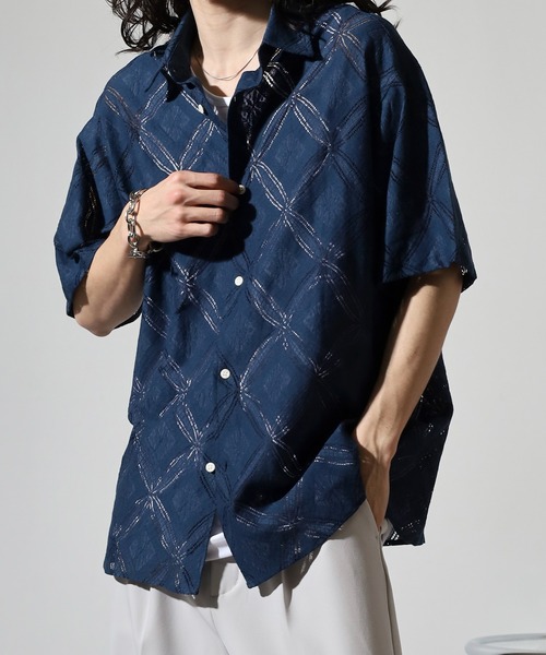 ZAFUL バケーション 半袖 シャツ【送料込み】 Zaful Two Piece Set Jacquard Silky Satin Floral Print Rose