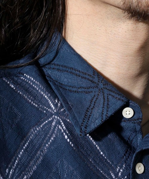 Jungle Storm（ジャングルストーム）の「Lace pattern short sleeve shirt / 透かし柄半袖シャツ unisex（シャツ/ブラウス・メンズ・オフホワイト/ブラック/ネイビー・M/L）」の4枚目の写真