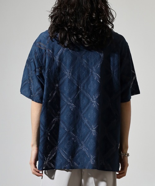 Jungle Storm（ジャングルストーム）の「Lace pattern short sleeve shirt / 透かし柄半袖シャツ unisex（シャツ/ブラウス・メンズ・オフホワイト/ブラック/ネイビー・M/L）」の10枚目の写真