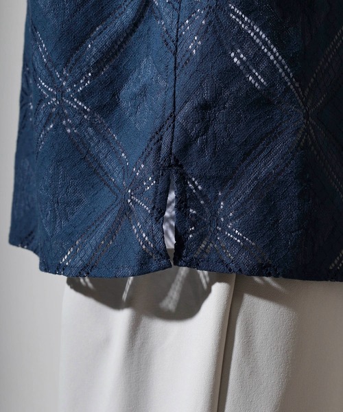 Jungle Storm（ジャングルストーム）の「Lace pattern short sleeve shirt / 透かし柄半袖シャツ unisex（シャツ/ブラウス・メンズ・オフホワイト/ブラック/ネイビー・M/L）」の6枚目の写真