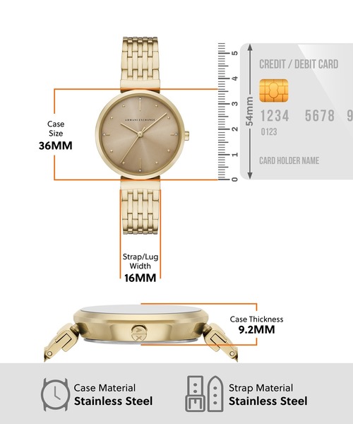 ARMANI EXCHANGE(アルマーニエクスチェンジ)の「アルマーニ・エクスチェンジ 腕時計 レディース アナログ ステンレス AX5916(アナログ腕時計・レディース・GOLD・FREE)」の7枚目の写真
