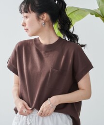 サラコフレンチスリーブハイネックサマーニットトップス