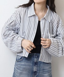 RELACLO select ストライプ袖シャーリングBIGシャツ