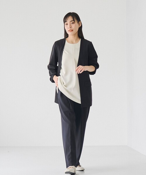 RONEL(ロネル)の「【接触冷感】カットジョーゼットジャケット(Tシャツ/カットソー・レディース・ブラック/ネイビー・L/M/S)」の6枚目の写真