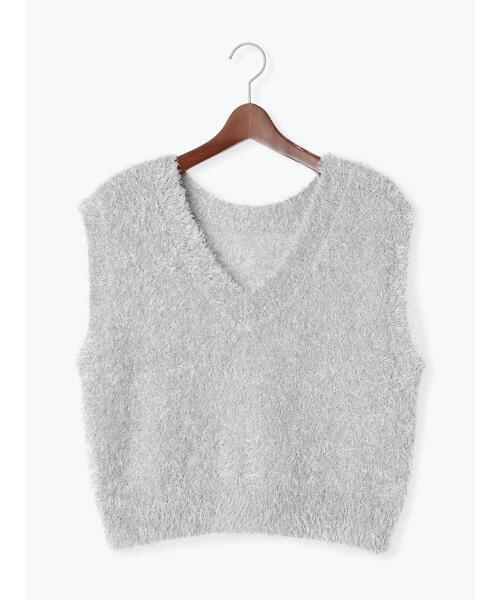 Te chichi TERRASSE（テチチテラス）の「前後2WAYラメシャギーベスト《2025spring catalog item》（ニット/セーター・レディース・ブルー/オフホワイト/グレー・F）」の2枚目の写真