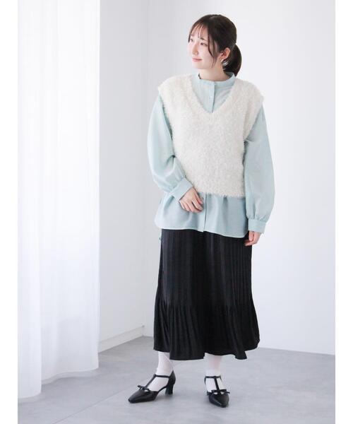 Te chichi TERRASSE（テチチテラス）の「前後2WAYラメシャギーベスト《2025spring catalog item》（ニット/セーター・レディース・ブルー/オフホワイト/グレー・F）」の5枚目の写真