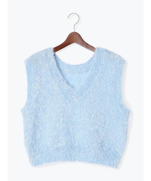 Te chichi TERRASSE（テチチテラス）の「前後2WAYラメシャギーベスト《2025spring catalog item》（ニット/セーター・レディース・ブルー/オフホワイト/グレー・F）」の13枚目の写真