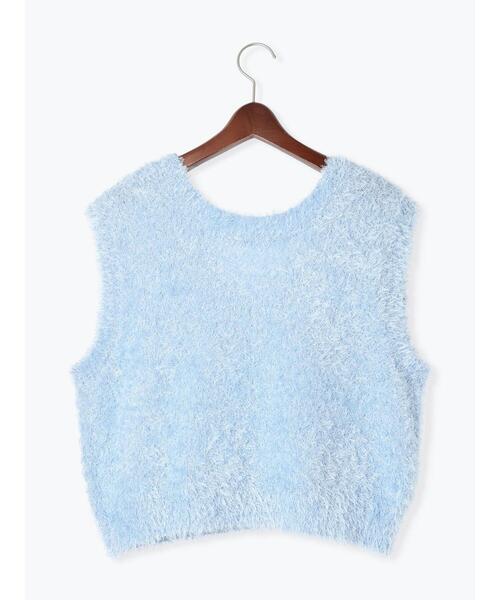 Te chichi TERRASSE（テチチテラス）の「前後2WAYラメシャギーベスト《2025spring catalog item》（ニット/セーター・レディース・ブルー/オフホワイト/グレー・F）」の14枚目の写真