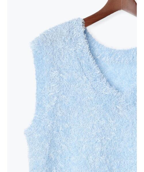 Te chichi TERRASSE（テチチテラス）の「前後2WAYラメシャギーベスト《2025spring catalog item》（ニット/セーター・レディース・ブルー/オフホワイト/グレー・F）」の16枚目の写真