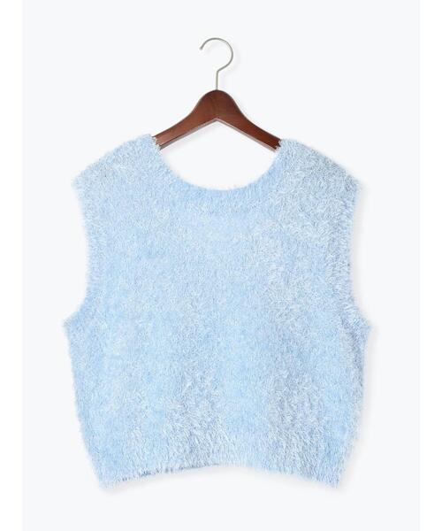 Te chichi TERRASSE（テチチテラス）の「前後2WAYラメシャギーベスト《2025spring catalog item》（ニット/セーター・レディース・ブルー/オフホワイト/グレー・F）」の20枚目の写真