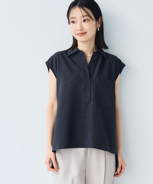 CROSS FUNCTION（クロスファンクション）の「《シワになりにくい》サマナチュラ リネンライクスキッパーフレンチスリーブブラウス【CF/クロスファンクション】（シャツ/ブラウス・レディース・ライトベージュ/ブルー/モカ/チャコールグレー・LL/L/M）」の19枚目の写真