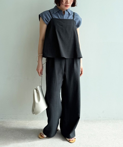 CROSS FUNCTION（クロスファンクション）の「《シワになりにくい》サマナチュラ リネンライクスキッパーフレンチスリーブブラウス【CF/クロスファンクション】（シャツ/ブラウス・レディース・ライトベージュ/ブルー/モカ/チャコールグレー・LL/L/M）」の7枚目の写真