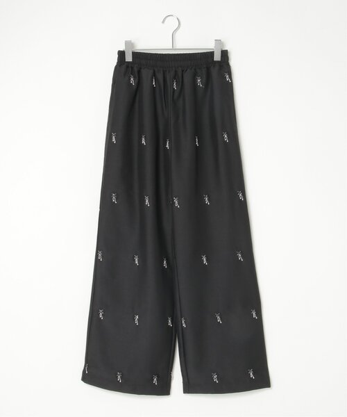 NoRemID 黒刺繍パンツ 新品未使用タグ付 ハンロ 一枚で履ける一分丈シルクウール