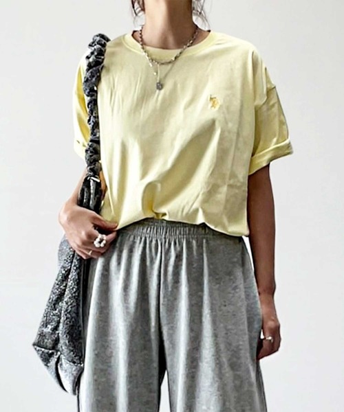U.S. POLO ASSN.（ユーエスポロアッスン）の「GeeRA別注【U.S. POLO ASSN.】【S-XLサイズ展開】夏マストアイテム！ワンポイント刺繍カラーTシャツ（Tシャツ/カットソー・レディース・イエロー/チャコール/オフホワイト/ライトピンク・LARGE/X-LARGE/MEDIUM/SMALL）」の20枚目の写真