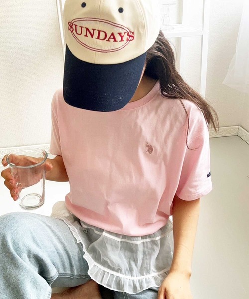U.S. POLO ASSN.(ユーエスポロアッスン)の「GeeRA別注【U.S. POLO ASSN.】【S-XLサイズ展開】夏マストアイテム!ワンポイント刺繍カラーTシャツ(Tシャツ/カットソー・レディース・イエロー/チャコール/オフホワイト/ライトピンク・LARGE/X-LARGE/MEDIUM/SMALL)」の22枚目の写真