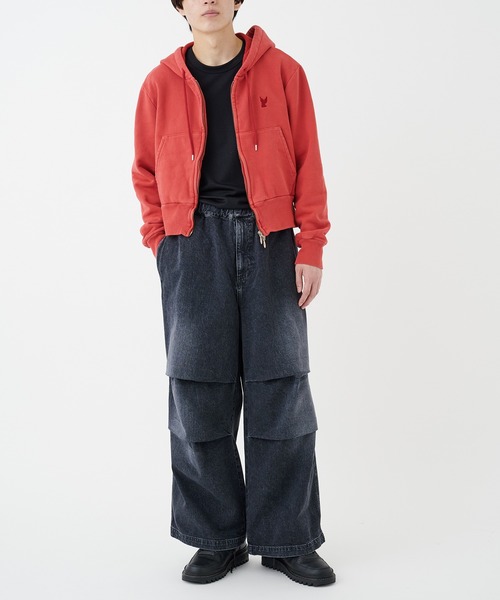 Jieda(ジエダ)の「PARACHUTE DENIM PANTS(デニムパンツ・メンズ・ブラック/インディゴブルー・1/2)」の9枚目の写真