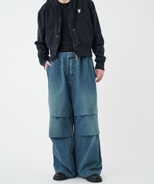 Jieda(ジエダ)の「PARACHUTE DENIM PANTS(デニムパンツ・メンズ・ブラック/インディゴブルー・1/2)」の8枚目の写真