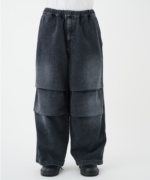 Jieda(ジエダ)の「PARACHUTE DENIM PANTS(デニムパンツ・メンズ・ブラック/インディゴブルー・1/2)」の7枚目の写真