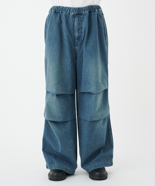 Jieda(ジエダ)の「PARACHUTE DENIM PANTS(デニムパンツ・メンズ・ブラック/インディゴブルー・1/2)」の4枚目の写真