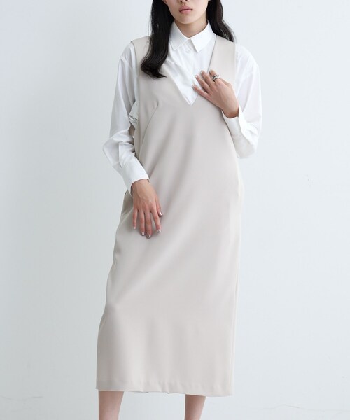 GALLEST(ギャレスト)の「バックシャンジャンドレ(ワンピース・レディース・チャコールグレー/ナチュラル/ブラック・36/38/40)」の12枚目の写真