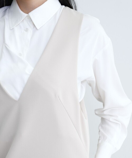 GALLEST(ギャレスト)の「バックシャンジャンドレ(ワンピース・レディース・チャコールグレー/ナチュラル/ブラック・36/38/40)」の14枚目の写真