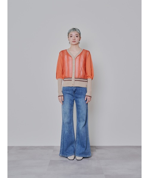 DOLLUPOOPS（ドールアップウップス）の「2way配色ランダムリブシアーニットカーディガン（カーディガン/ボレロ・レディース・テラコッタ/ブラック・38）」の9枚目の写真