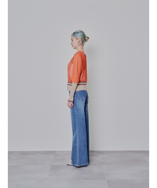 DOLLUPOOPS（ドールアップウップス）の「2way配色ランダムリブシアーニットカーディガン（カーディガン/ボレロ・レディース・テラコッタ/ブラック・38）」の10枚目の写真