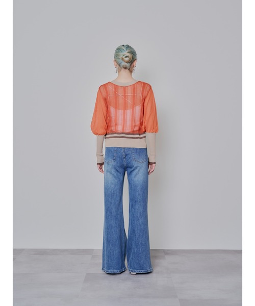 DOLLUPOOPS（ドールアップウップス）の「2way配色ランダムリブシアーニットカーディガン（カーディガン/ボレロ・レディース・テラコッタ/ブラック・38）」の12枚目の写真