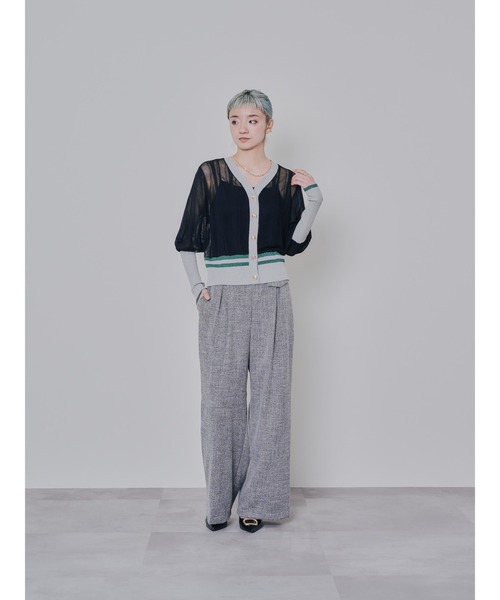 DOLLUPOOPS（ドールアップウップス）の「2way配色ランダムリブシアーニットカーディガン（カーディガン/ボレロ・レディース・テラコッタ/ブラック・38）」の19枚目の写真