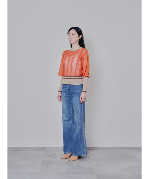 DOLLUPOOPS（ドールアップウップス）の「2way配色ランダムリブシアーニットカーディガン（カーディガン/ボレロ・レディース・テラコッタ/ブラック・38）」の15枚目の写真