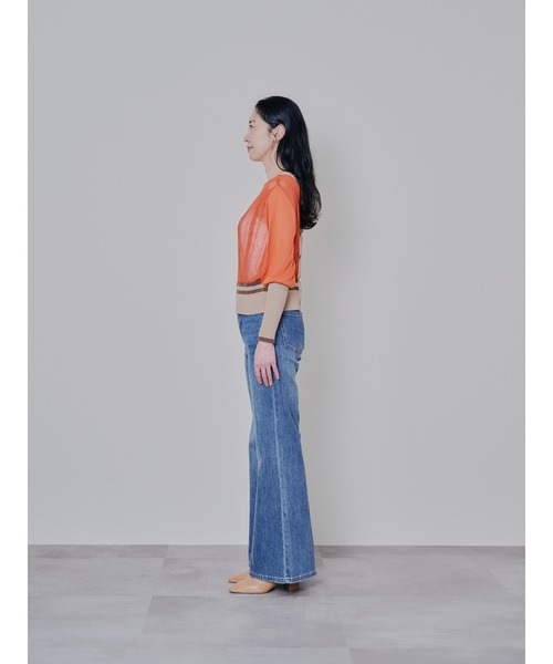 DOLLUPOOPS（ドールアップウップス）の「2way配色ランダムリブシアーニットカーディガン（カーディガン/ボレロ・レディース・テラコッタ/ブラック・38）」の16枚目の写真