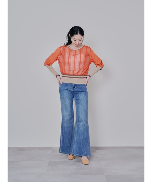 DOLLUPOOPS（ドールアップウップス）の「2way配色ランダムリブシアーニットカーディガン（カーディガン/ボレロ・レディース・テラコッタ/ブラック・38）」の18枚目の写真