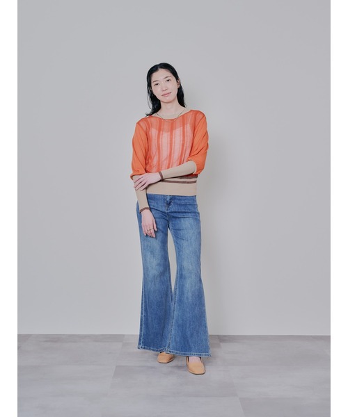 DOLLUPOOPS（ドールアップウップス）の「2way配色ランダムリブシアーニットカーディガン（カーディガン/ボレロ・レディース・テラコッタ/ブラック・38）」の13枚目の写真