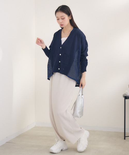 KATHARINE ROSS（キャサリンロス）の「【KATHARINE ROSS】レースドッキングニットカーデ（カーディガン/ボレロ・レディース・ネイビー/ライトグレー・MEDIUM）」の12枚目の写真