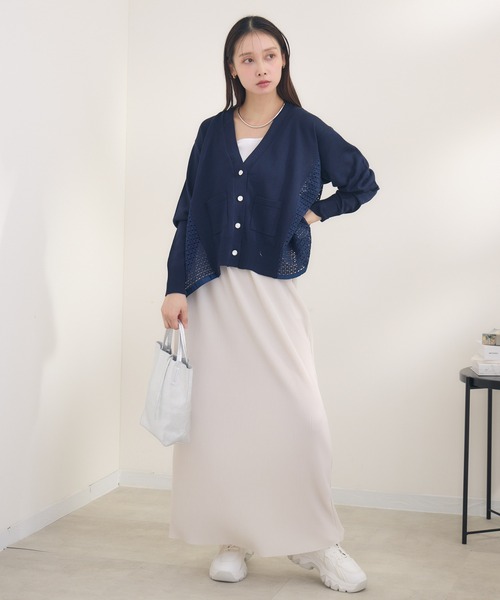 KATHARINE ROSS（キャサリンロス）の「【KATHARINE ROSS】レースドッキングニットカーデ（カーディガン/ボレロ・レディース・ネイビー/ライトグレー・MEDIUM）」の14枚目の写真