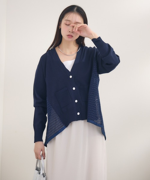 KATHARINE ROSS（キャサリンロス）の「【KATHARINE ROSS】レースドッキングニットカーデ（カーディガン/ボレロ・レディース・ネイビー/ライトグレー・MEDIUM）」の15枚目の写真