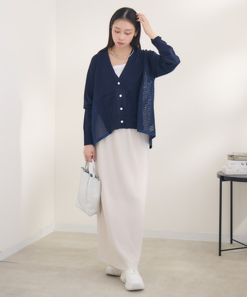 KATHARINE ROSS（キャサリンロス）の「【KATHARINE ROSS】レースドッキングニットカーデ（カーディガン/ボレロ・レディース・ネイビー/ライトグレー・MEDIUM）」の16枚目の写真