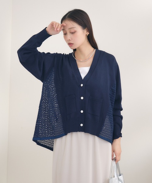 KATHARINE ROSS（キャサリンロス）の「【KATHARINE ROSS】レースドッキングニットカーデ（カーディガン/ボレロ・レディース・ネイビー/ライトグレー・MEDIUM）」の19枚目の写真