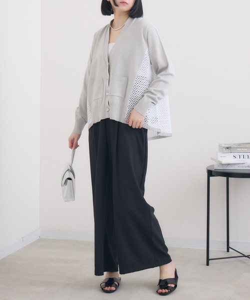 KATHARINE ROSS（キャサリンロス）の「【KATHARINE ROSS】レースドッキングニットカーデ（カーディガン/ボレロ・レディース・ネイビー/ライトグレー・MEDIUM）」の3枚目の写真