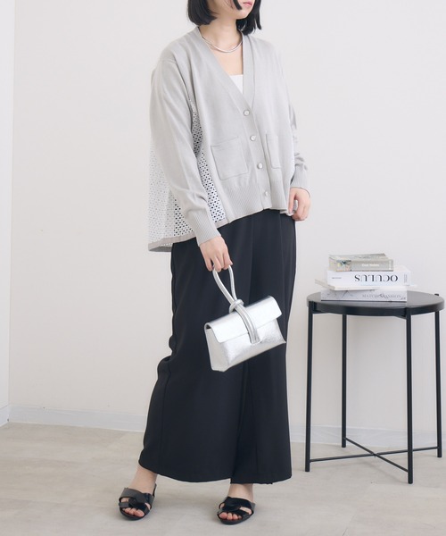 KATHARINE ROSS（キャサリンロス）の「【KATHARINE ROSS】レースドッキングニットカーデ（カーディガン/ボレロ・レディース・ネイビー/ライトグレー・MEDIUM）」の4枚目の写真