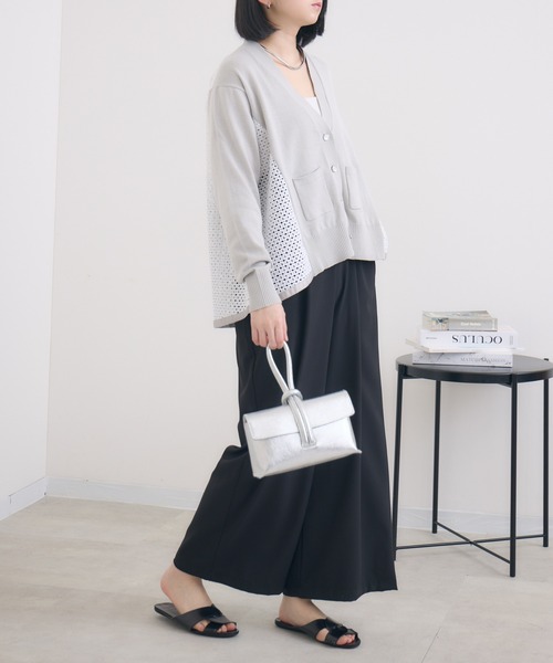 KATHARINE ROSS（キャサリンロス）の「【KATHARINE ROSS】レースドッキングニットカーデ（カーディガン/ボレロ・レディース・ネイビー/ライトグレー・MEDIUM）」の5枚目の写真