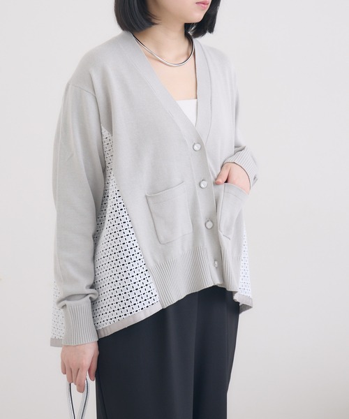 KATHARINE ROSS（キャサリンロス）の「【KATHARINE ROSS】レースドッキングニットカーデ（カーディガン/ボレロ・レディース・ネイビー/ライトグレー・MEDIUM）」の10枚目の写真