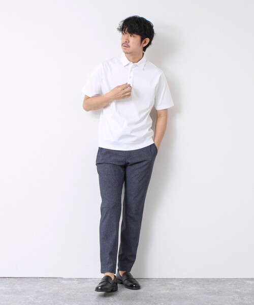 NOLLEY’S（ノーリーズ）の「《ビジカジ対応》シルケットスムース ドレスポロ ビズポロ 25SS（ポロシャツ・メンズ・ホワイト/チャコールグレー/ブラック/グレイッシュベージュ/グレイッシュブルー/ブルー/キャメル・S/M/L/XL/XXL）」の15枚目の写真