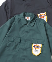 Dickies/ディッキーズ Twill Work Shirt/オーバーサイズ TCツイル ワーク ロゴ ワンポイント刺繍 レギュラーカラー 半袖シャツ/レディース メンズ