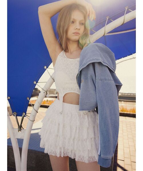 GYDA（ジェイダ）の「GD 2ラインカットデニムショートZIP UPブルゾン【SETUP着用可】（ブルゾン・レディース・ライトブルー/ブルー・FREE）」の14枚目の写真