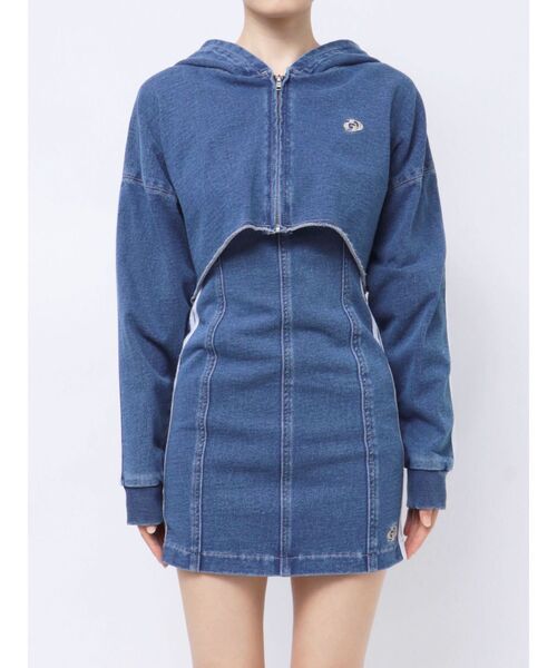 GYDA（ジェイダ）の「GD 2ラインカットデニムショートZIP UPブルゾン【SETUP着用可】（ブルゾン・レディース・ライトブルー/ブルー・FREE）」の16枚目の写真