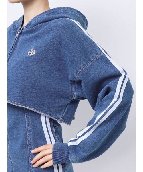 GYDA（ジェイダ）の「GD 2ラインカットデニムショートZIP UPブルゾン【SETUP着用可】（ブルゾン・レディース・ライトブルー/ブルー・FREE）」の20枚目の写真