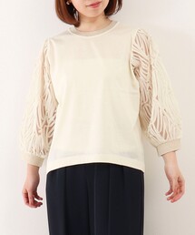 MICO COULIER | コードレース×シルケット プルオーバーカットソー(Tシャツ/カットソー)